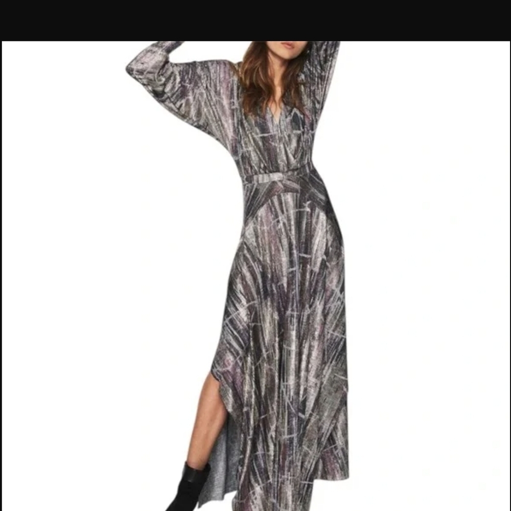 Ba&sh Abstract Gray Santana Dress